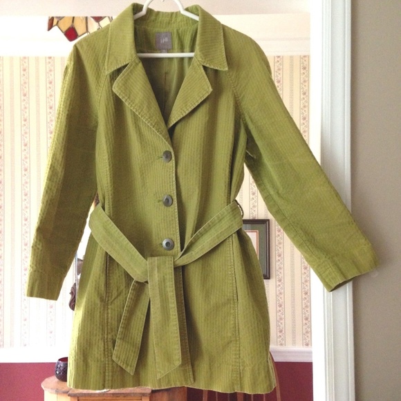 J Jill Jacket Coat Green Corduroy Belt *Read - Picture 1 of 8